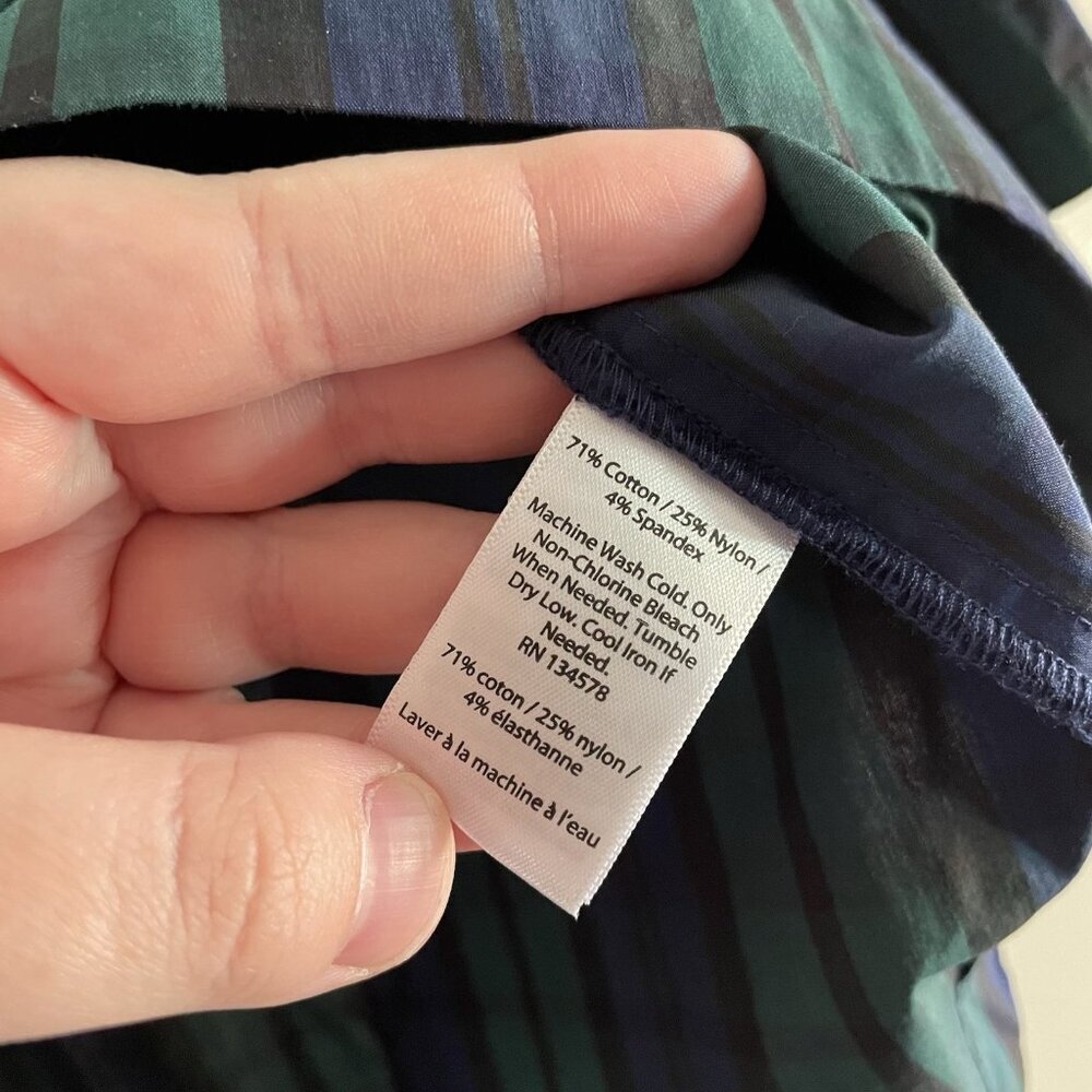 Vineyard Vines Women L Deep Bay Blackwatch Plaid Off The Shoulder Poplin Top NWT - Picture 7 of 9